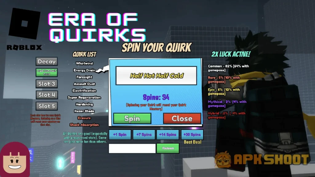 Era of Quirks redeeming codes interface