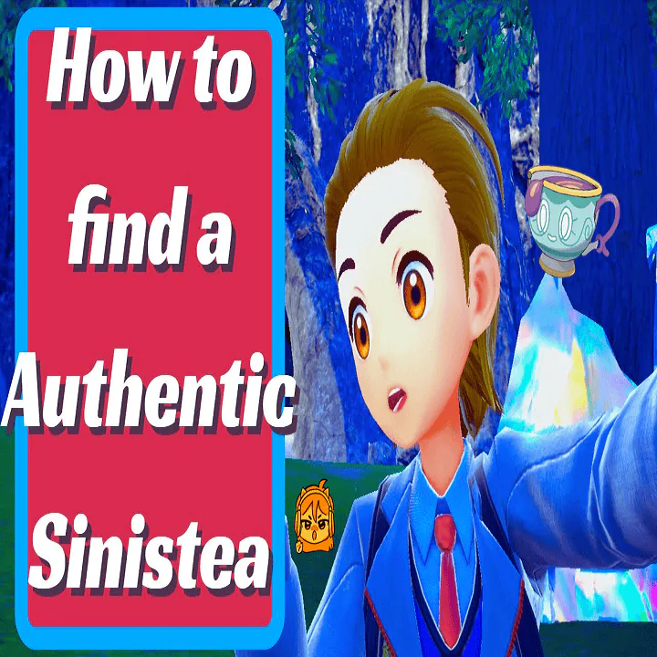 Authentic Sinistea in Pokemon Scarlet Violet logo