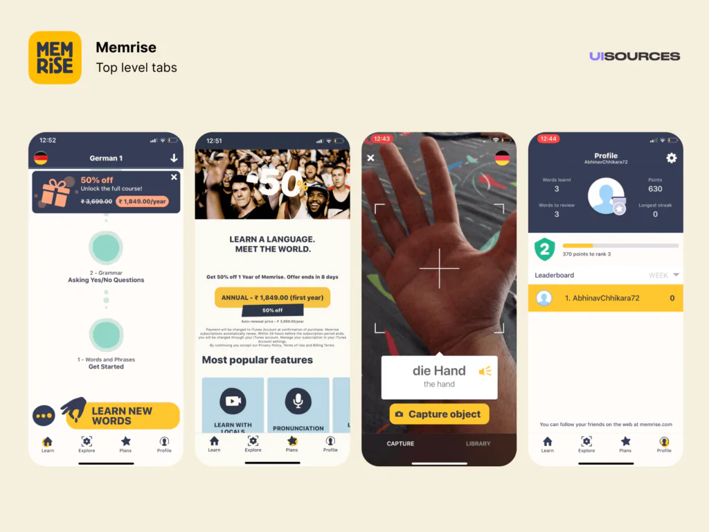 Memrise different interface.